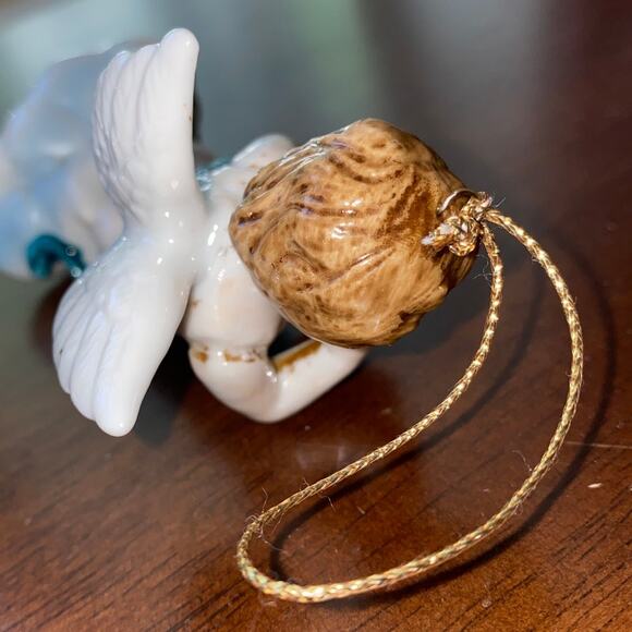 Vintage Cherub Angel Trumpet Ornament On Cloud antique? Wing Winged Chubby fair - Picture 9 of 12